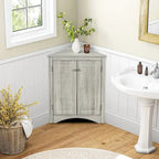 Free-Standing Corner Cabinet with 2 Doors and Adjustable Shelves - 31.5H