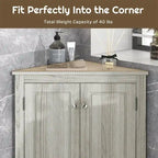 Free-Standing Corner Cabinet with 2 Doors and Adjustable Shelves - 31.5H