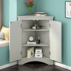 Free-Standing Corner Cabinet with 2 Doors and Adjustable Shelves - 31.5H
