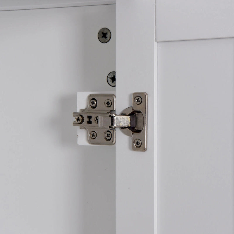 Modern White Wood Free-standing Assembled Cabinet with 2 Doors and 6 Shelfs