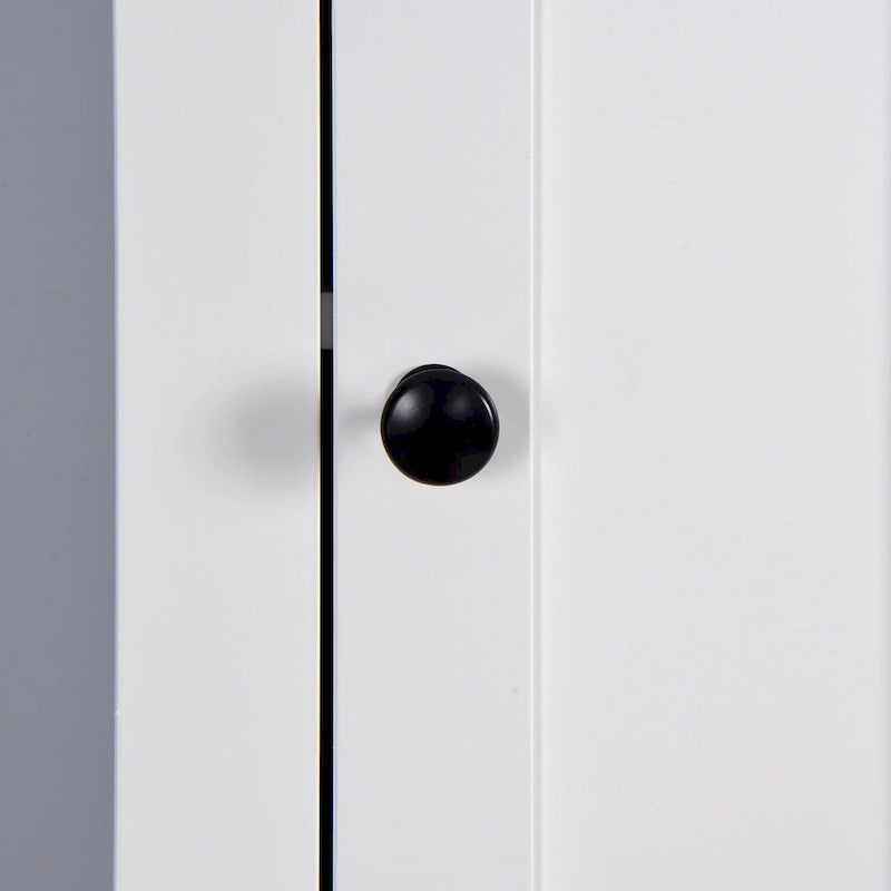 Modern White Wood Free-standing Assembled Cabinet with 2 Doors and 6 Shelfs