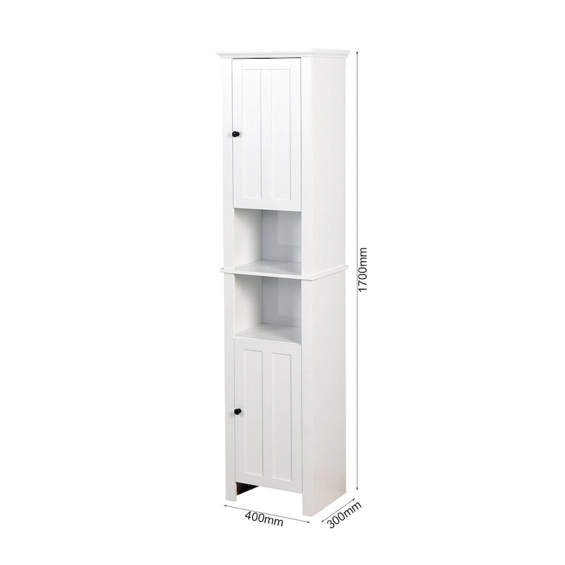 Modern White Wood Free-standing Assembled Cabinet with 2 Doors and 6 Shelfs