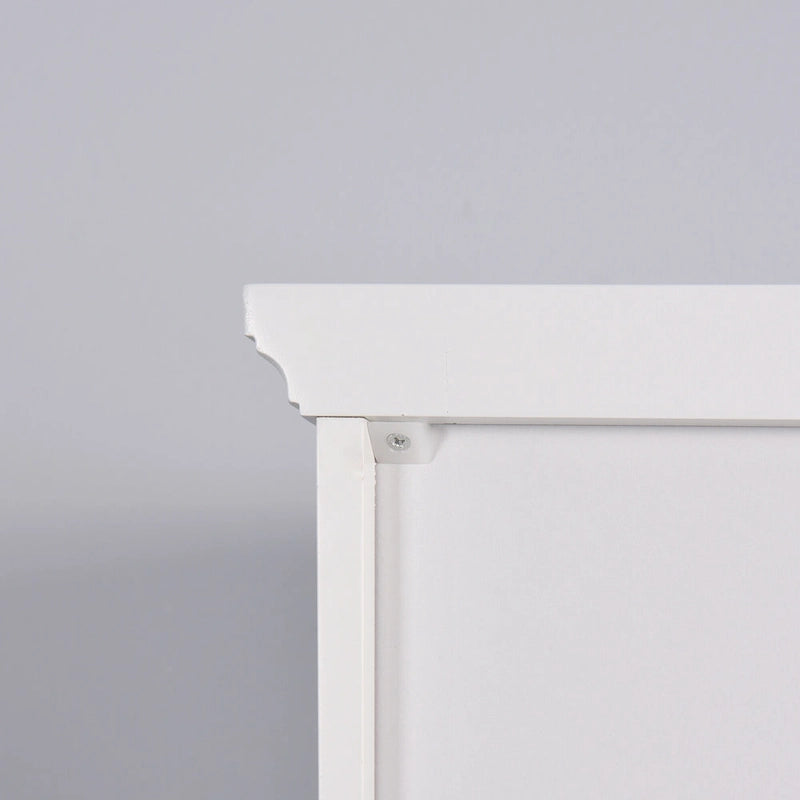 Modern White Wood Free-standing Assembled Cabinet with 2 Doors and 6 Shelfs