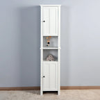 Modern White Wood Free-standing Assembled Cabinet with 2 Doors and 6 Shelfs