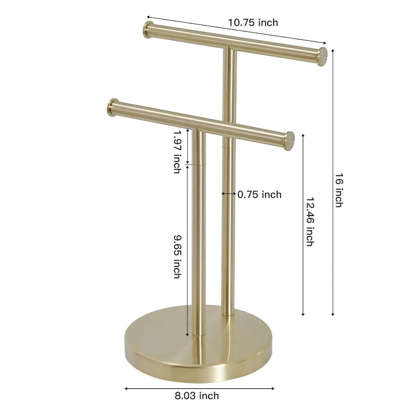 Freestanding Tower Bar With Double T-Shape Towel Bar Rack Stand For Bathroom Kitchen Countertop