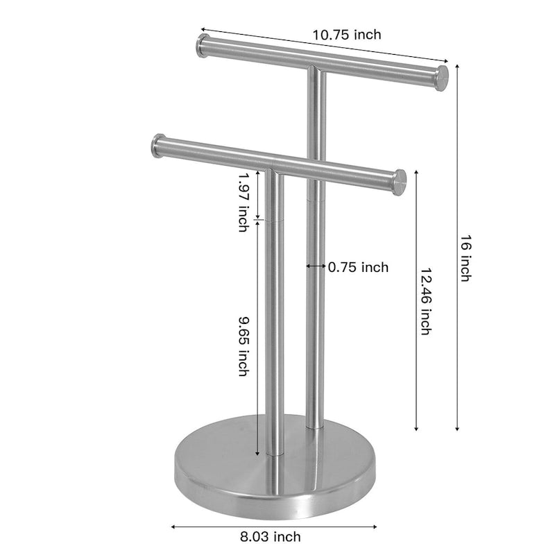 Freestanding Tower Bar With Double T-Shape Towel Bar Rack Stand For Bathroom Kitchen Countertop