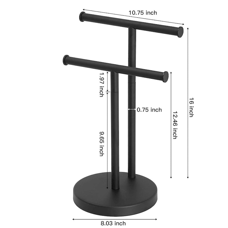 Freestanding Tower Bar With Double T-Shape Towel Bar Rack Stand For Bathroom Kitchen Countertop