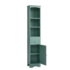 67 Tall Bathroom Cabinet, Freestanding Storage Cabinet with Drawer, MDF Board, Adjustable Shelf, Green