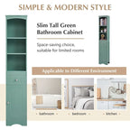 67 Tall Bathroom Cabinet, Freestanding Storage Cabinet with Drawer, MDF Board, Adjustable Shelf, Green