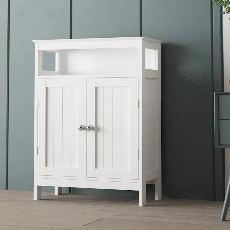 Bathroom standing storage with double shutter doors cabinet