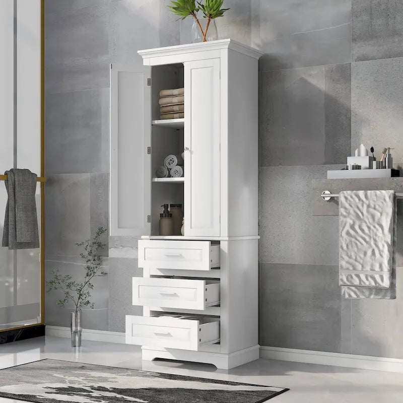 24 x 15.7 x 70 Freestanding Bathroom Cabinet with 3 Drawers