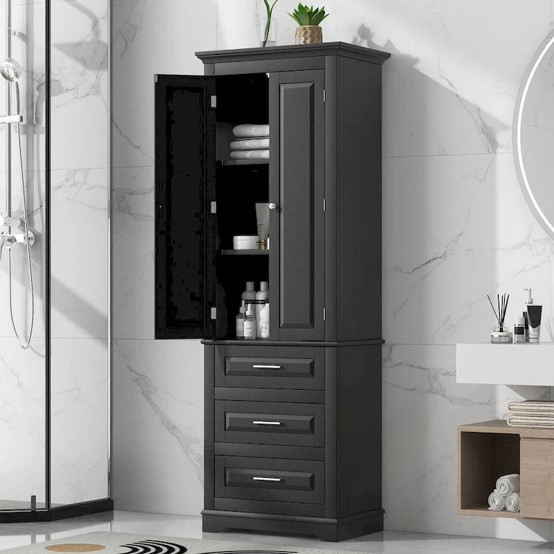 24 x 15.7 x 70 Freestanding Bathroom Cabinet with 3 Drawers