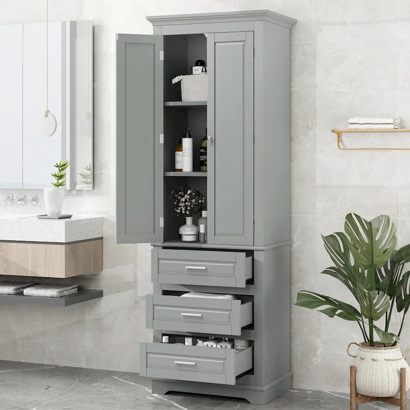 24 x 15.7 x 70 Freestanding Bathroom Cabinet with 3 Drawers