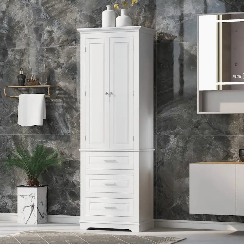 24 x 15.7 x 70 Freestanding Bathroom Cabinet with 3 Drawers