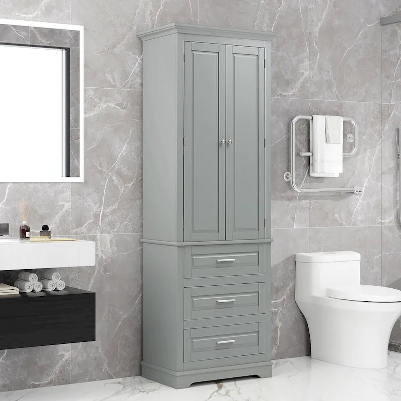24 x 15.7 x 70 Freestanding Bathroom Cabinet with 3 Drawers
