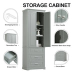 24 x 15.7 x 70 Freestanding Bathroom Cabinet with 3 Drawers