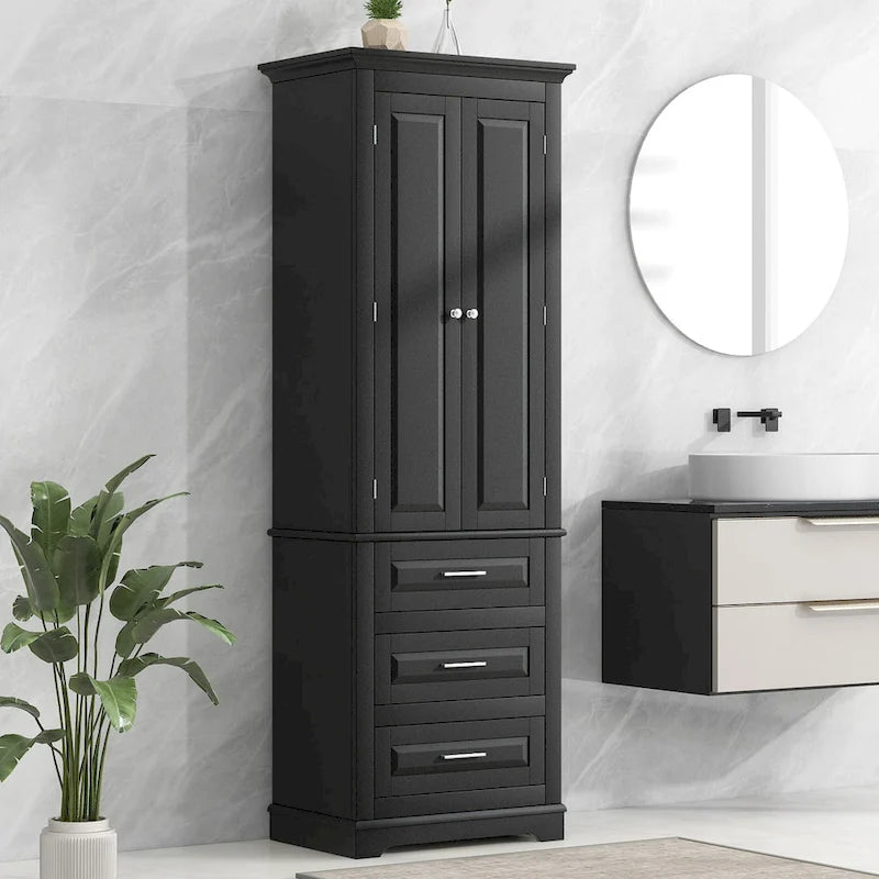 24 x 15.7 x 70 Freestanding Bathroom Cabinet with 3 Drawers