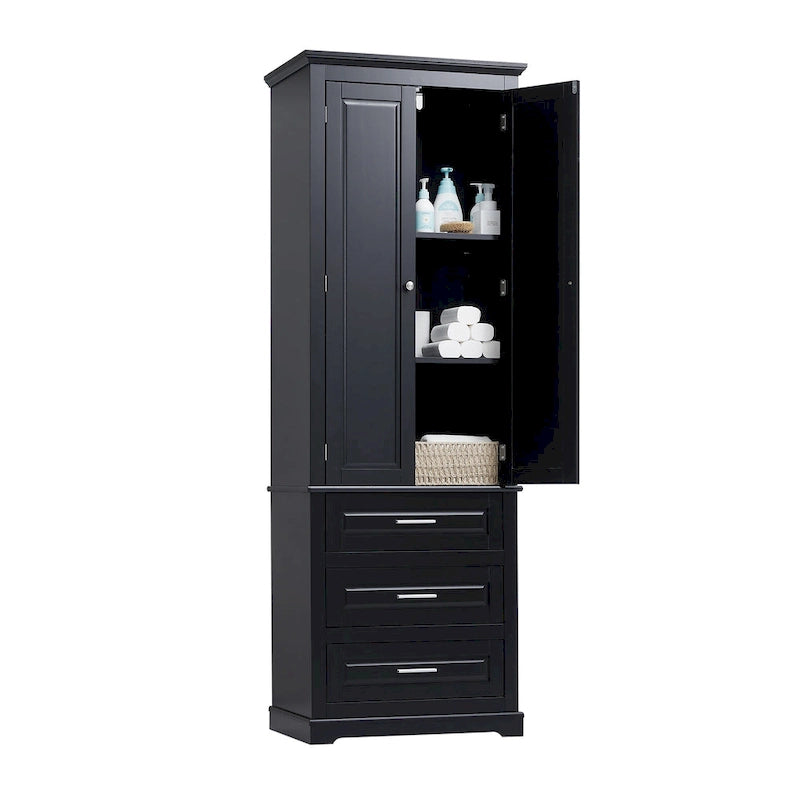24 x 15.7 x 70 Freestanding Bathroom Cabinet with 3 Drawers