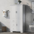 Tall Bathroom Storage Cabinet with Doors, Three Drawers