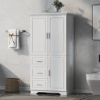 Tall Bathroom Storage Cabinet with Doors, Three Drawers