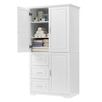 Tall Bathroom Storage Cabinet with Doors, Three Drawers