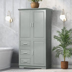 Tall Bathroom Storage Cabinet with Doors, Three Drawers