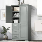 Tall Bathroom Storage Cabinet with Doors, Three Drawers