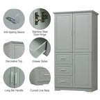 Tall Bathroom Storage Cabinet with Doors, Three Drawers