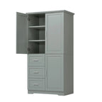Tall Bathroom Storage Cabinet with Doors, Three Drawers