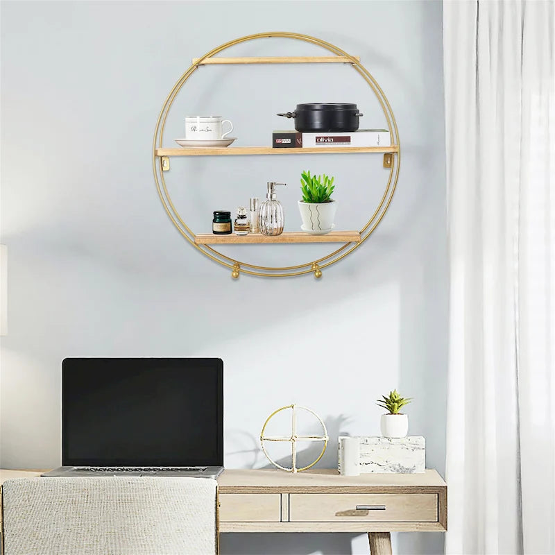 Adeco Multipurpose 3 Tier Round Floating Wall Shelves - 19.6D x 19.6W x 5.3H