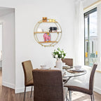 Adeco Multipurpose 3 Tier Round Floating Wall Shelves - 19.6D x 19.6W x 5.3H