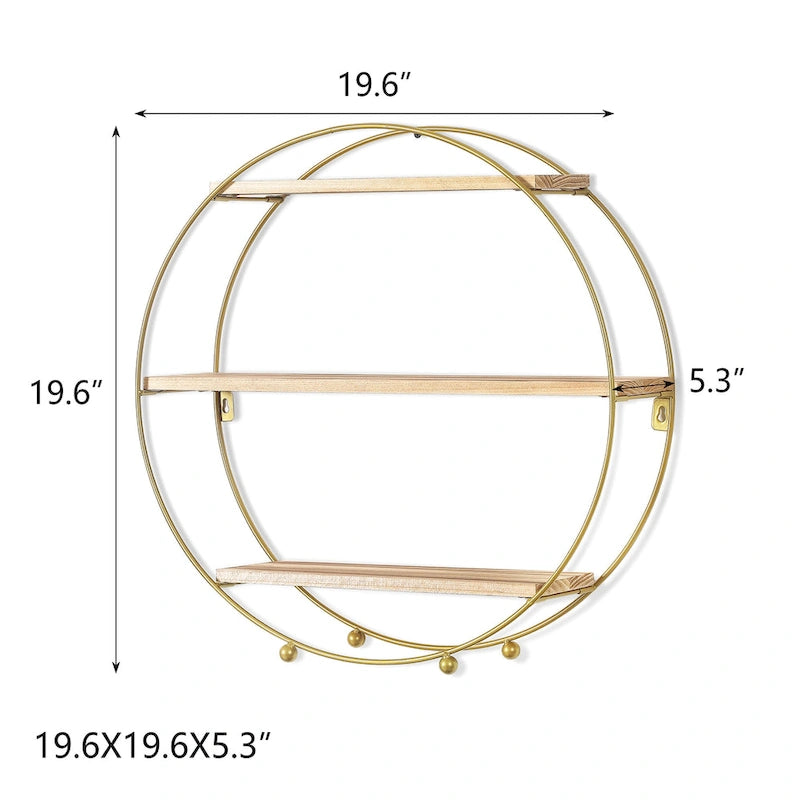 Adeco Multipurpose 3 Tier Round Floating Wall Shelves - 19.6D x 19.6W x 5.3H