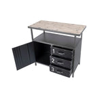 Gray Metal Industrial Cabinet with Numbers and Text