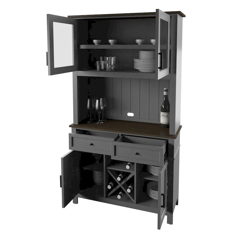 Twin Star Home Kitchen Dining Hutch with Wine Storage
