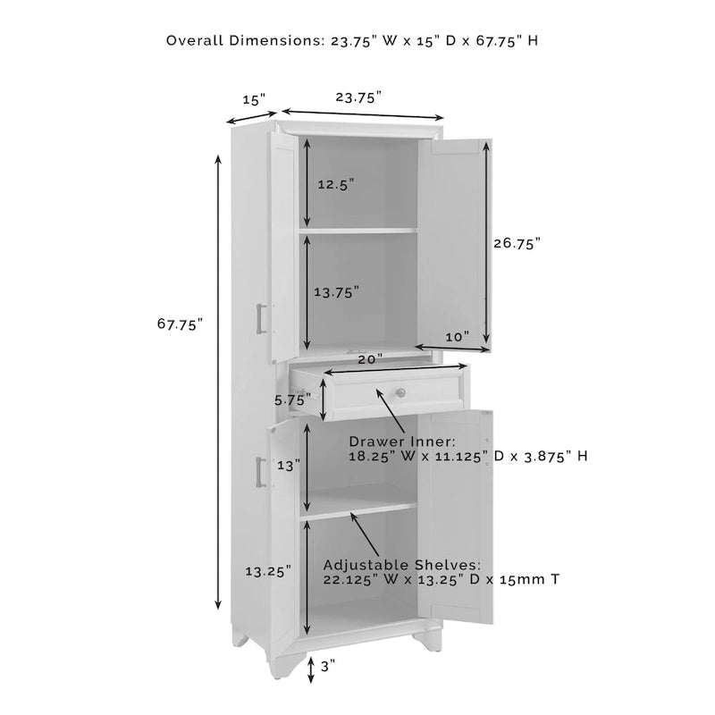 Crosley Tara 3Pc Pantry Set - 59.75 W x 15 D x 67.75 H