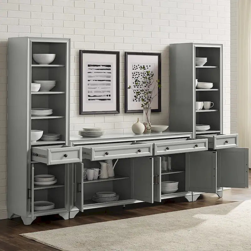 Crosley Tara 3Pc Sideboard And Bookcase Set - 15x97x67.63