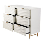 Lexi - Six Drawer Accent Dresser with Gold Handles - Cream and Gold Finish