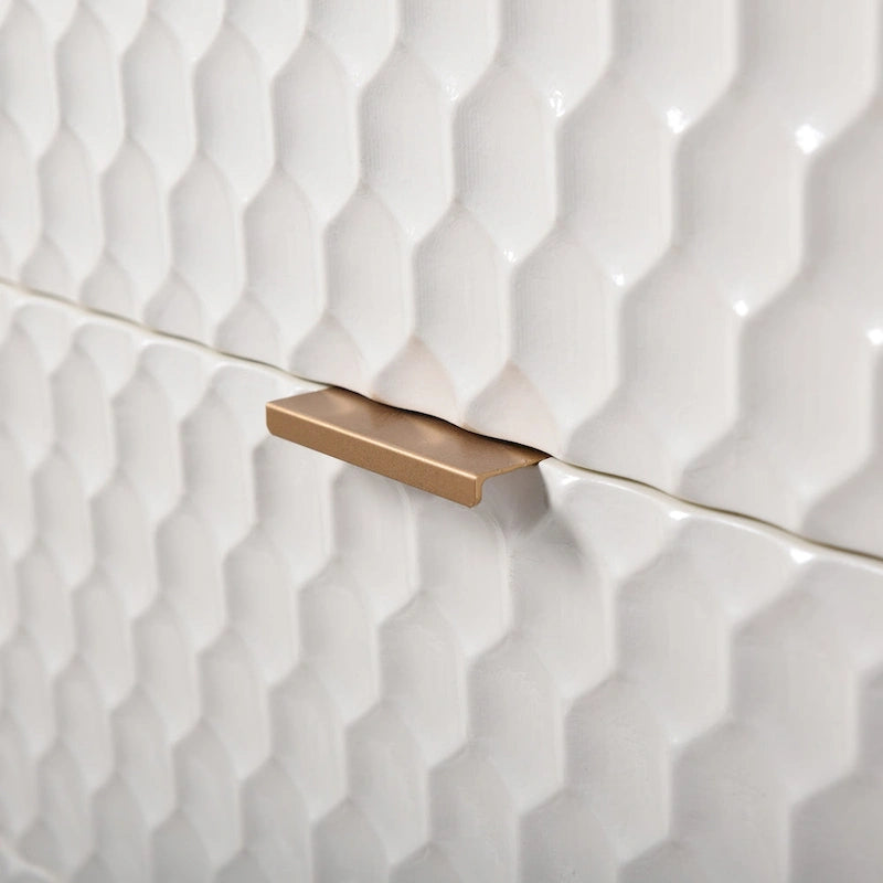 Lexi - Six Drawer Accent Dresser with Gold Handles - Cream and Gold Finish