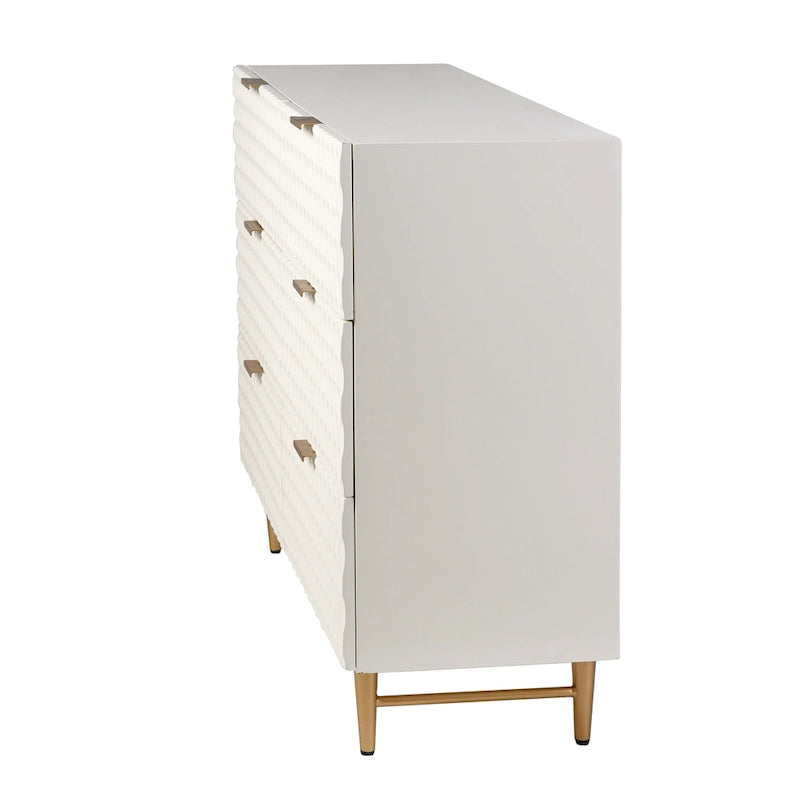 Lexi - Six Drawer Accent Dresser with Gold Handles - Cream and Gold Finish