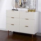 Lexi - Six Drawer Accent Dresser with Gold Handles - Cream and Gold Finish