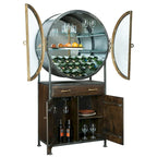 Brown Wood and Grey Metal Wine and Bar Cabinet by Howard Miller