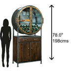 Brown Wood and Grey Metal Wine and Bar Cabinet by Howard Miller