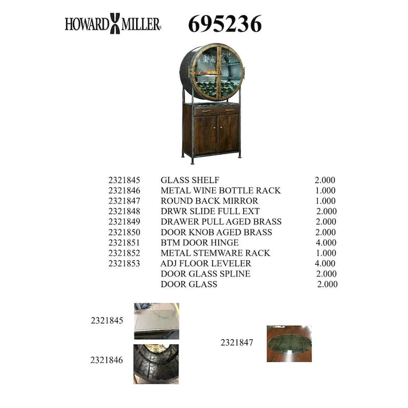 Brown Wood and Grey Metal Wine and Bar Cabinet by Howard Miller