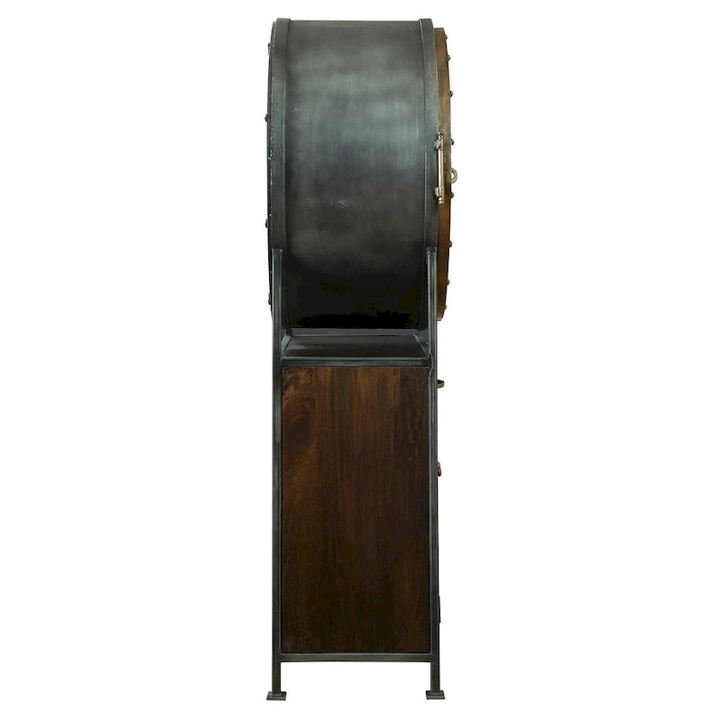 Brown Wood and Grey Metal Wine and Bar Cabinet by Howard Miller