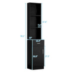 Standing 5 Compartments 1 Drawer 1 Door MDF Barber Cabinet Black