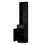 Standing 5 Compartments 1 Drawer 1 Door MDF Barber Cabinet Black
