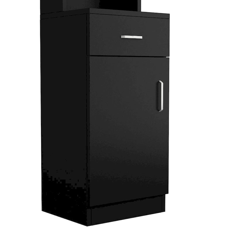 Standing 5 Compartments 1 Drawer 1 Door MDF Barber Cabinet Black
