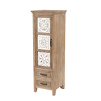 White and Brown Wood 2-Drawer and 1-Door Slim Storage Cabinet - 48.3 Tall