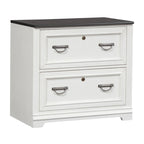 Allyson Park Wirebrushed White Bunching Lateral File Cabinet