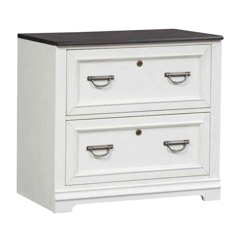 Allyson Park Wirebrushed White Bunching Lateral File Cabinet